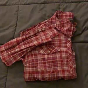 Red and White Plaid Button Up